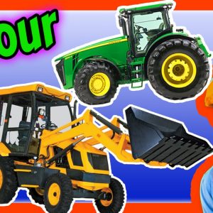 Colors Song, Nursery Rhymes, Learn to Count for Toddlersâ€“ Tractor Backhoe Collection for kidsâ€“1 Hour