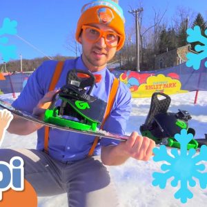 Learning How To Snowboard With Blippi | Winter Holiday Videos For Kids