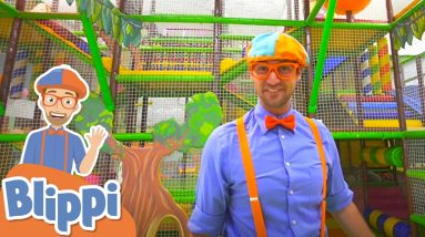 Blippi Visits The Play Place Indoor Playground | Learning Colors & Shapes For Kids With Blippi