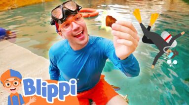 Blippi's Secret Water Park Treasure Hunt! | Educational Videos for Kids