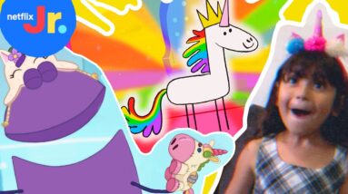 Take a Rainbow Unicorn Ride! 🦄 Super Silly Stories | StoryBots | Netflix Jr