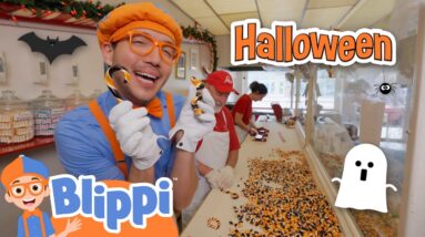 Halloween Trick-or-Treat Candy With Blippi and Meekah! | Educational Videos for Kids
