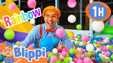 Blippi Visits the Rainbow Indoor Playground! Color Stories for Kids